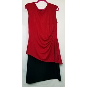 Enfocus Studio Womens Red & Black Holiday Sheath Party Dress Knee Length Size 14